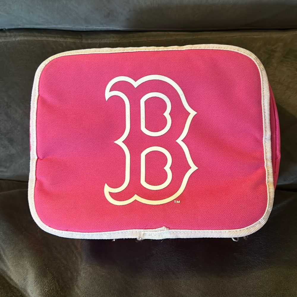 Pink lunch cooler bag with Red Sox logo